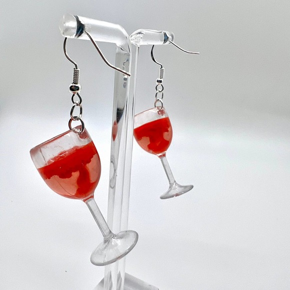 Wine Earrings - New Years Eve Earrings - Champagne Earrings - Alcohol Earrings - Picture 4 of 7
